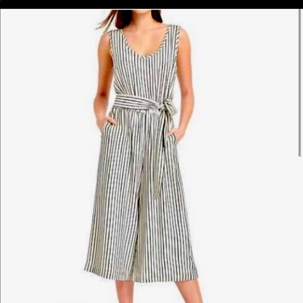 Gap black and white striped jumpsuit
